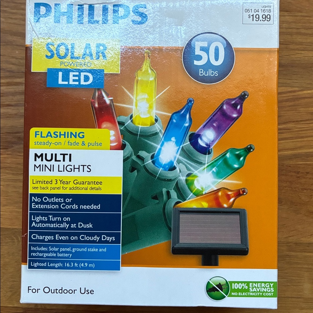 NIB Philips Solar LED Multi Mini lights 50 flashing